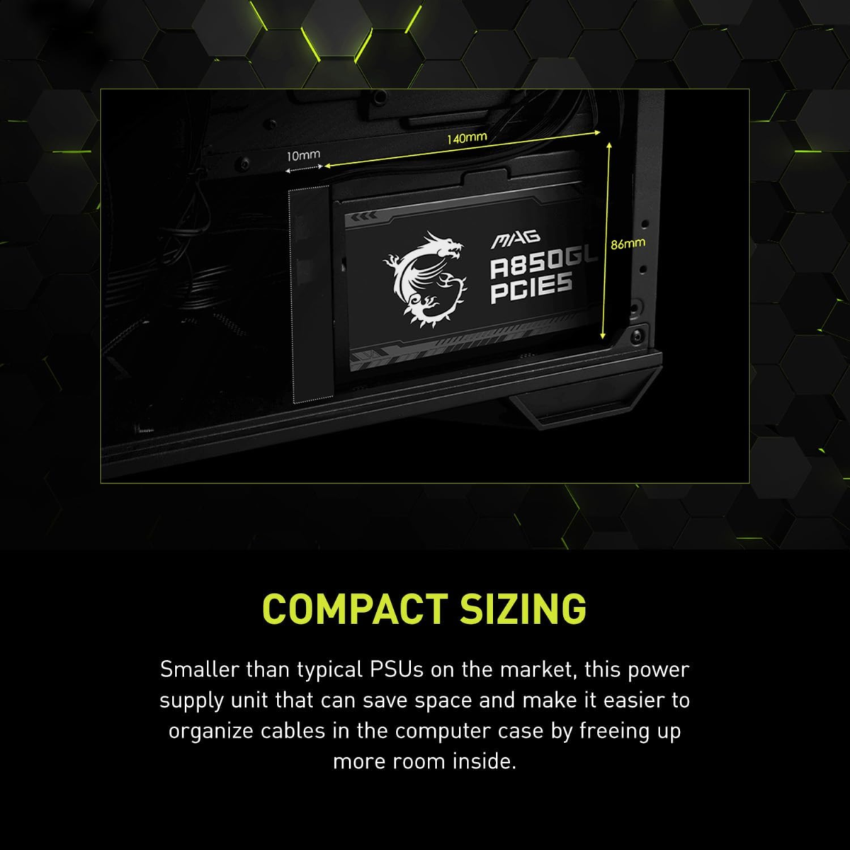 MAG A850GL PCIE 5 & ATX 3.0 Gaming Power Supply - Full Modular - 80 plus Gold Certified 850W - Compact Size - ATX PSU - 10 Year Warranty - Image 10