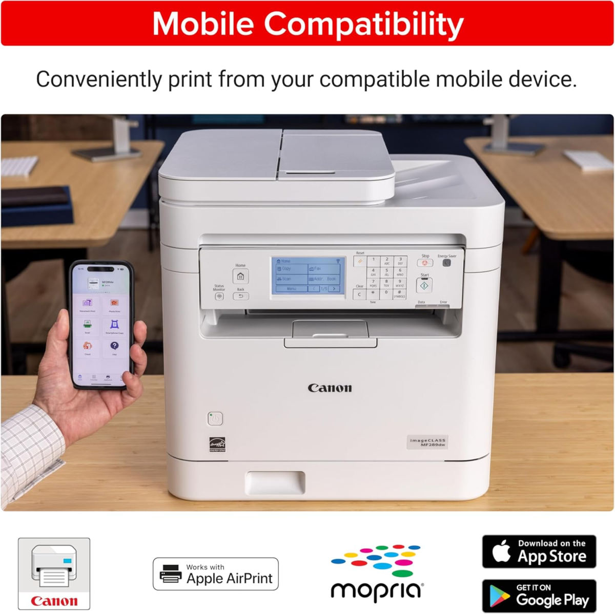 Imageclass Mf289Dw - Wireless Monochrome Laser Printer, All-In-One Print, Copy, Scan, Fax with Auto Document Feeder, 1 Year Limited Warranty, White - Image 5