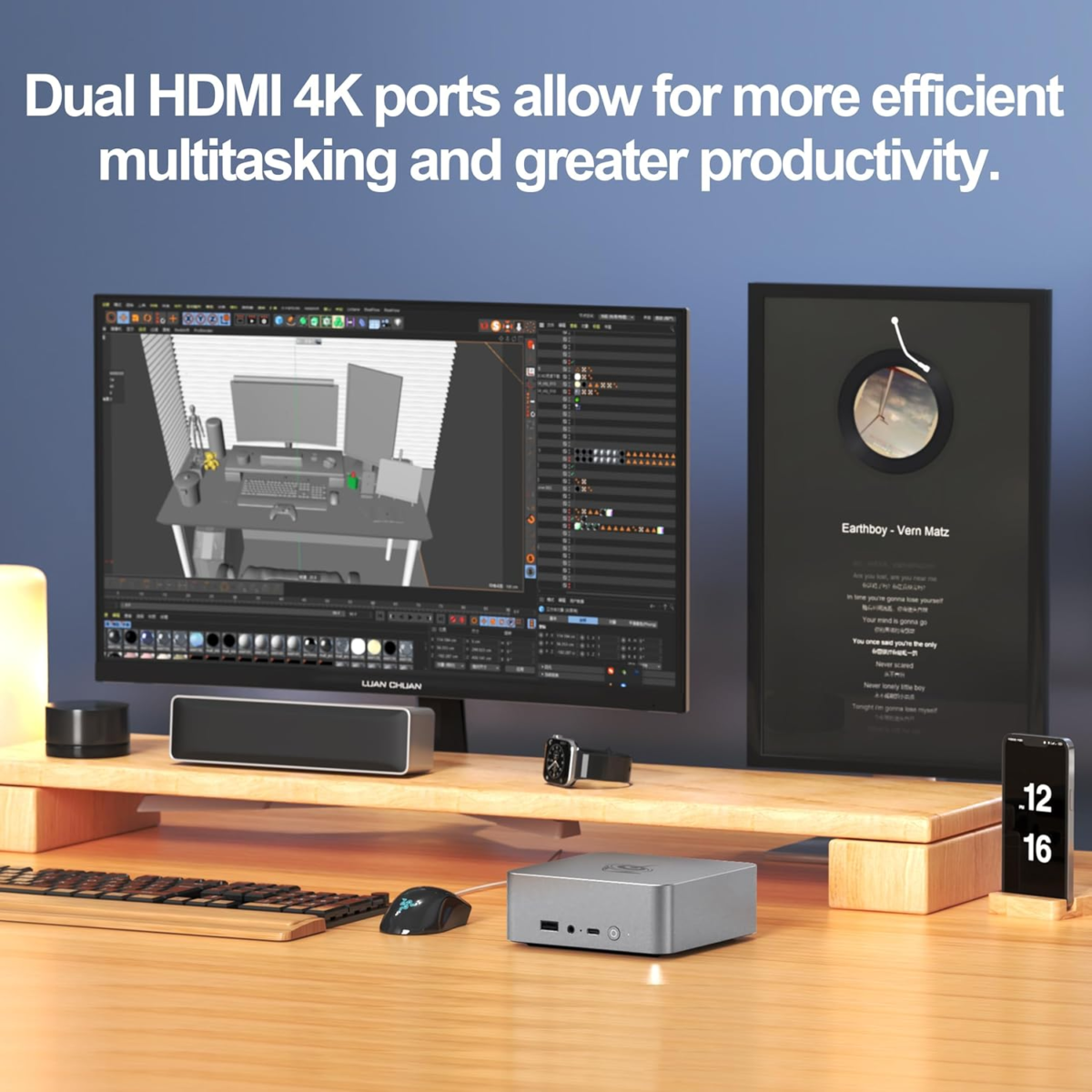 Mini PC Eqi12, Intel Core 1220P(Max 4.4Ghz 10C/12T), 24GB LPDDR5 5200Mhz 500GB Pcle4.0 SSD Mini Computers,Dual Lan/Wifi6/Bt5.2,Dual 4K Display,Built-In Power Supply Office Mini PC - Image 8