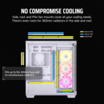 3500X ARGB Mid-Tower ATX PC Case – Panoramic Tempered Glass – Reverse Connection Motherboard Compatible – 3X  RS120 ARGB Fans Included – White - Image 5