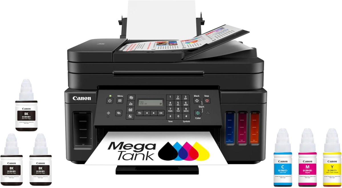 G7020 All-In-One Printer Home Office | Wireless Supertank (Megatank) Printer | Copier | Scan, | Fax and ADF with Mobile Printing, Black, Works with Alexa - Image 1