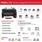 G7020 All-In-One Printer Home Office | Wireless Supertank (Megatank) Printer | Copier | Scan, | Fax and ADF with Mobile Printing, Black, Works with Alexa - Image 6