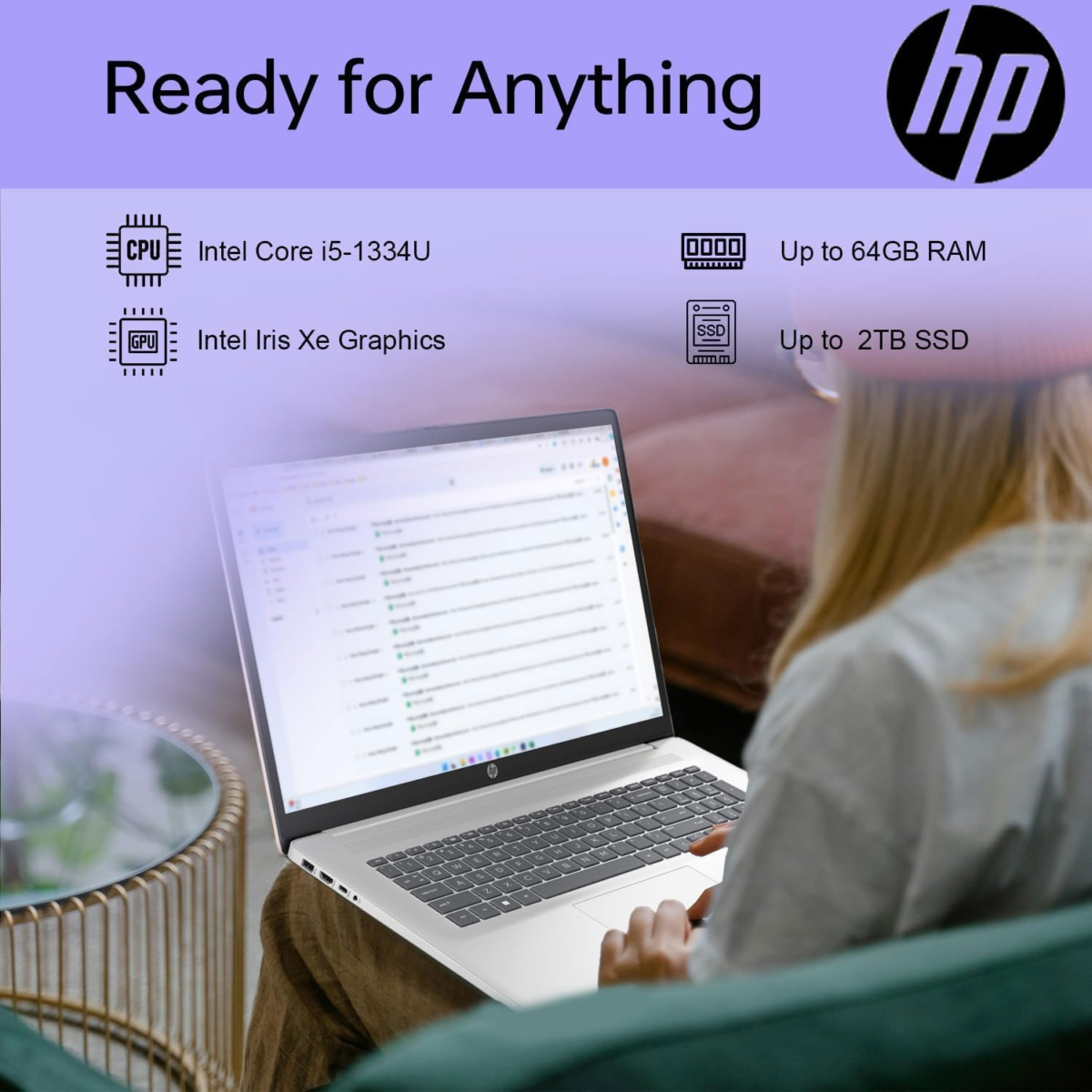 Essential Laptop, 17.3" FHD Display, Intel Core I5-1334U, 32GB RAM, 2TB Pcie M.2 SSD, Wi-Fi 6, Webcam, Backlit Keyboard, Windows 11 Home, Silver - Image 2