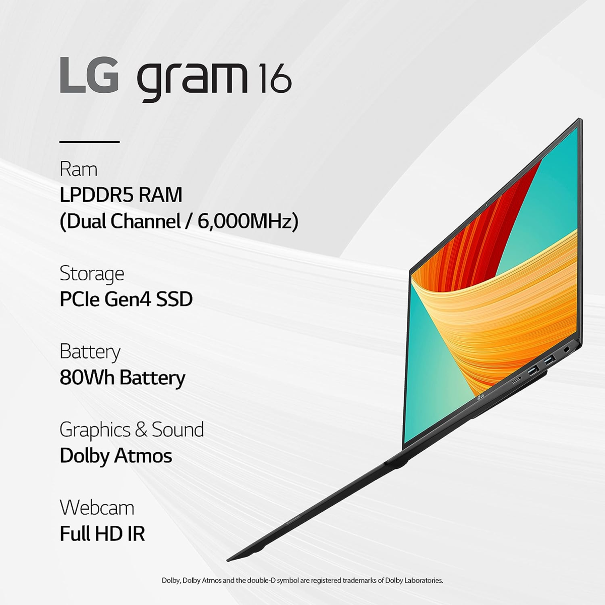 Gram 16” Lightweight Laptop, Intel 13Th Gen Core I7 Evo Platform, Windows 11 Home, 32GB RAM, 2TB SSD, Black - Image 3