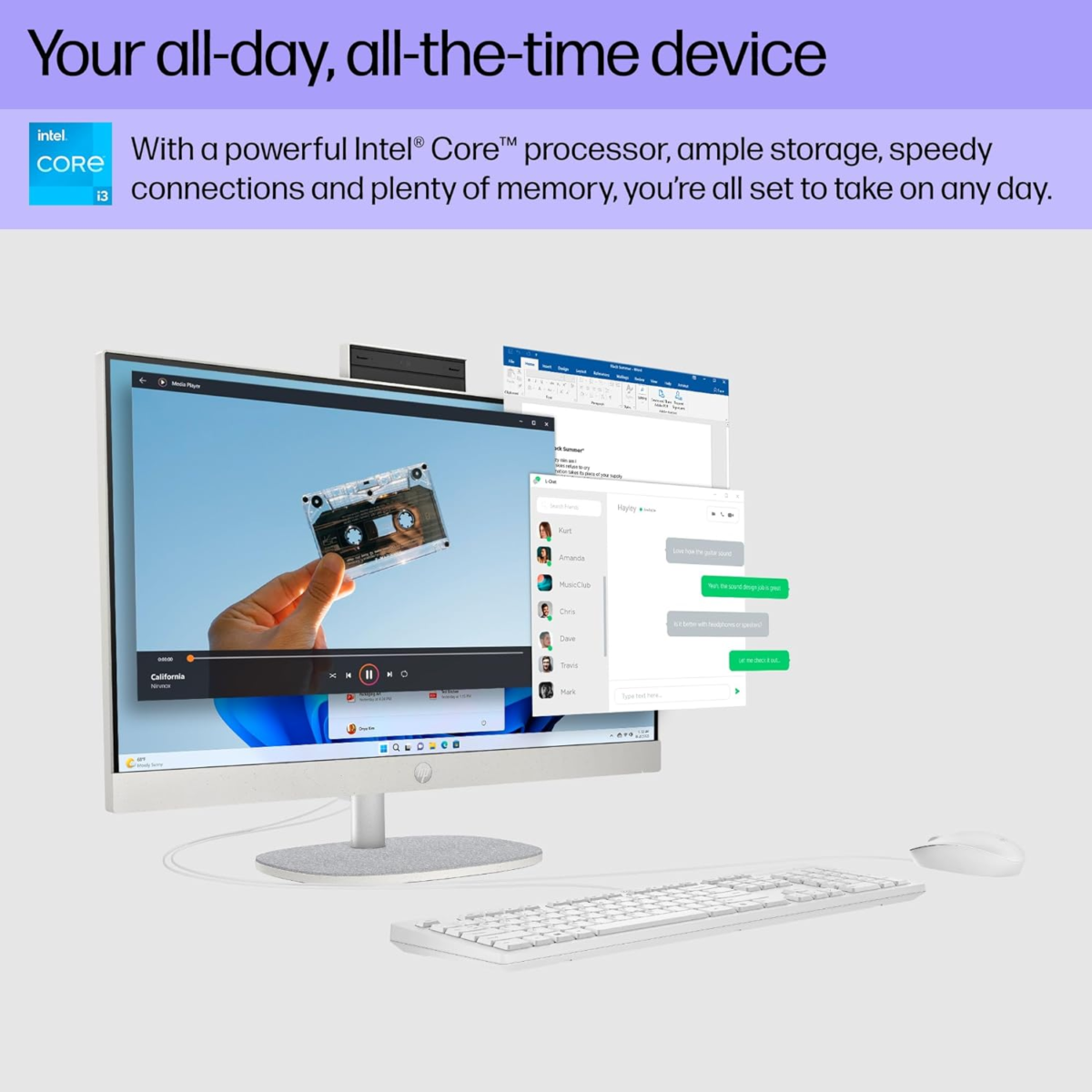23.8 Inch All-In-One Desktop PC, FHD Display, Intel Core I3-N300, 8 GB RAM, 512 GB SSD, Intel UHD Graphics, Windows 11 Home, 24-Cr0042 (2023) - Image 3
