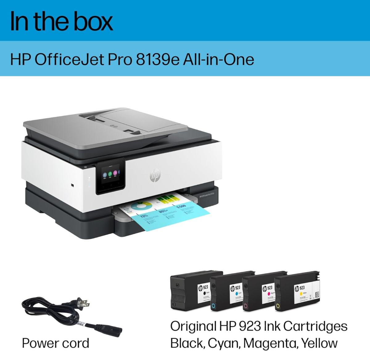 Officejet Pro 8139E Wireless All-In-One Color Inkjet Printer, Print, Scan, Copy, Fax, ADF, Duplex Printing Best-For-Home Office, 1 Year of Instant Ink Included - Image 8