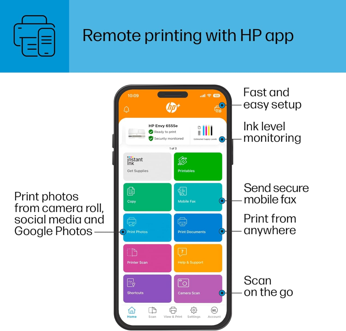Envy 6555E Wireless All-In-One Color Inkjet Printer, Print, Scan, Copy, Duplex Printing Best-For-Home, 3 Months of Ink Included (714N5A) - Image 14