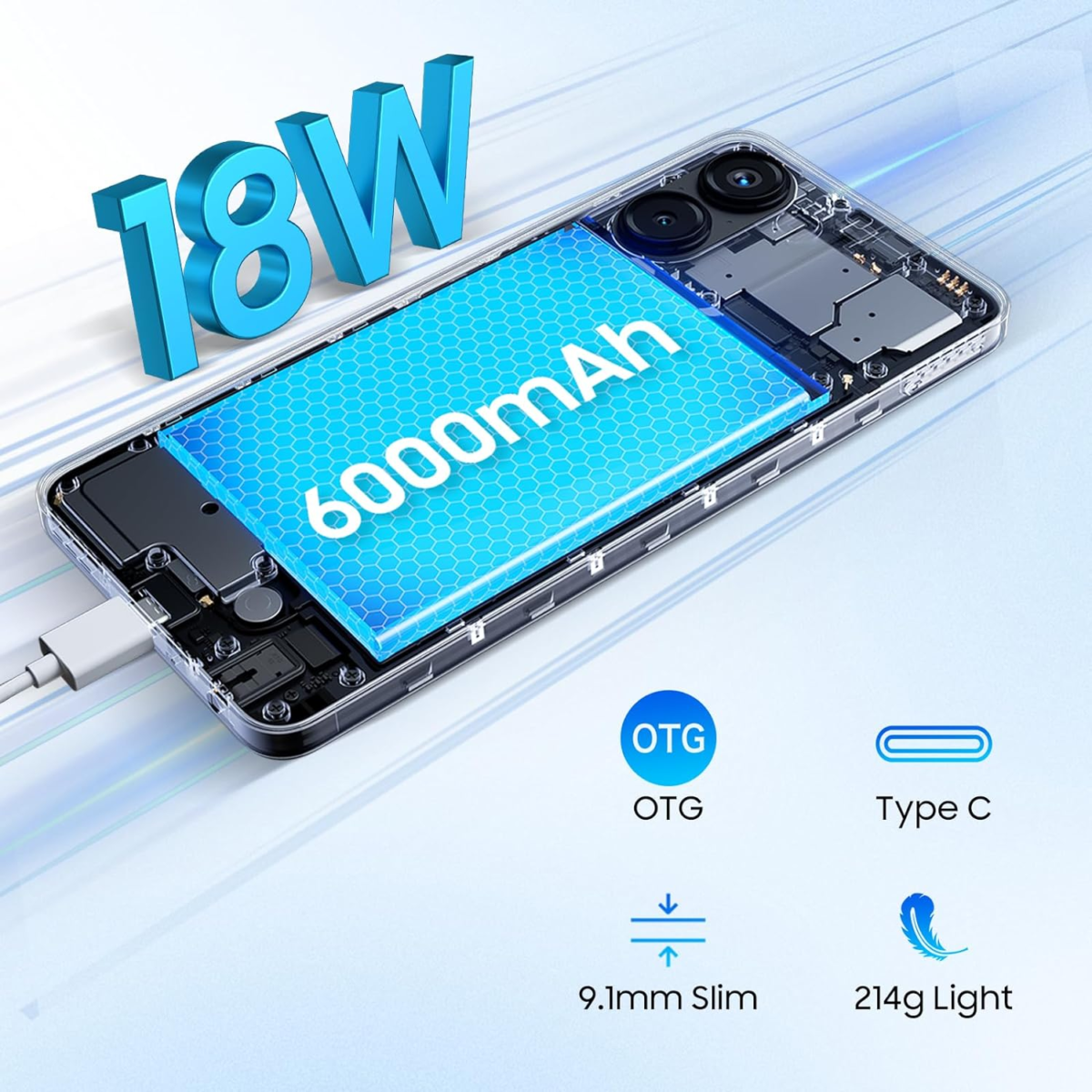 Color 8 Unlocked Cell Phones, 16GB+128GB+SD 2TB, 50MP Camera Smartphone, Mobile Phones 6000Mah Battery+18W, 6.75" HD+ 90Hz Cellphone, 4G Dual SIM/3 Card Slots,Fingerprint,3.5Mm Earphone Jack - Image 4