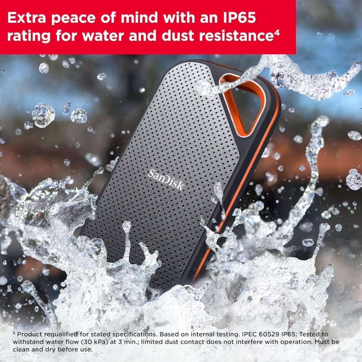 4TB Extreme PRO Portable SSD - up to 2000Mb/S - USB-C, USB 3.2 Gen 2X2, IP65 Water and Dust Resistance, Updated Firmware - External Solid State Drive - SDSSDE81-4T00-G25 - Image 7
