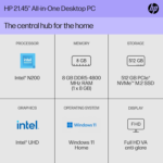 22 Inch All-In-One Desktop PC, FHD Display, Intel N200, 8 GB RAM, 512 GB SSD, Intel UHD Graphics, Windows 11 Home, 22-Dg0040 (2024) - Image 2