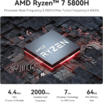 Mini PC AMD Ryzen 7 5800H (8C/16T, up to 4.4Ghz), 16GB DDR4 RAM 500GB Nvme SSD, SER5 Pro Mini Desktop Computer Support 4K@144Hz/Triple Display/Wifi6/Bt5.2/Hdmi+Dp/Home/Office/Gaming - Image 3