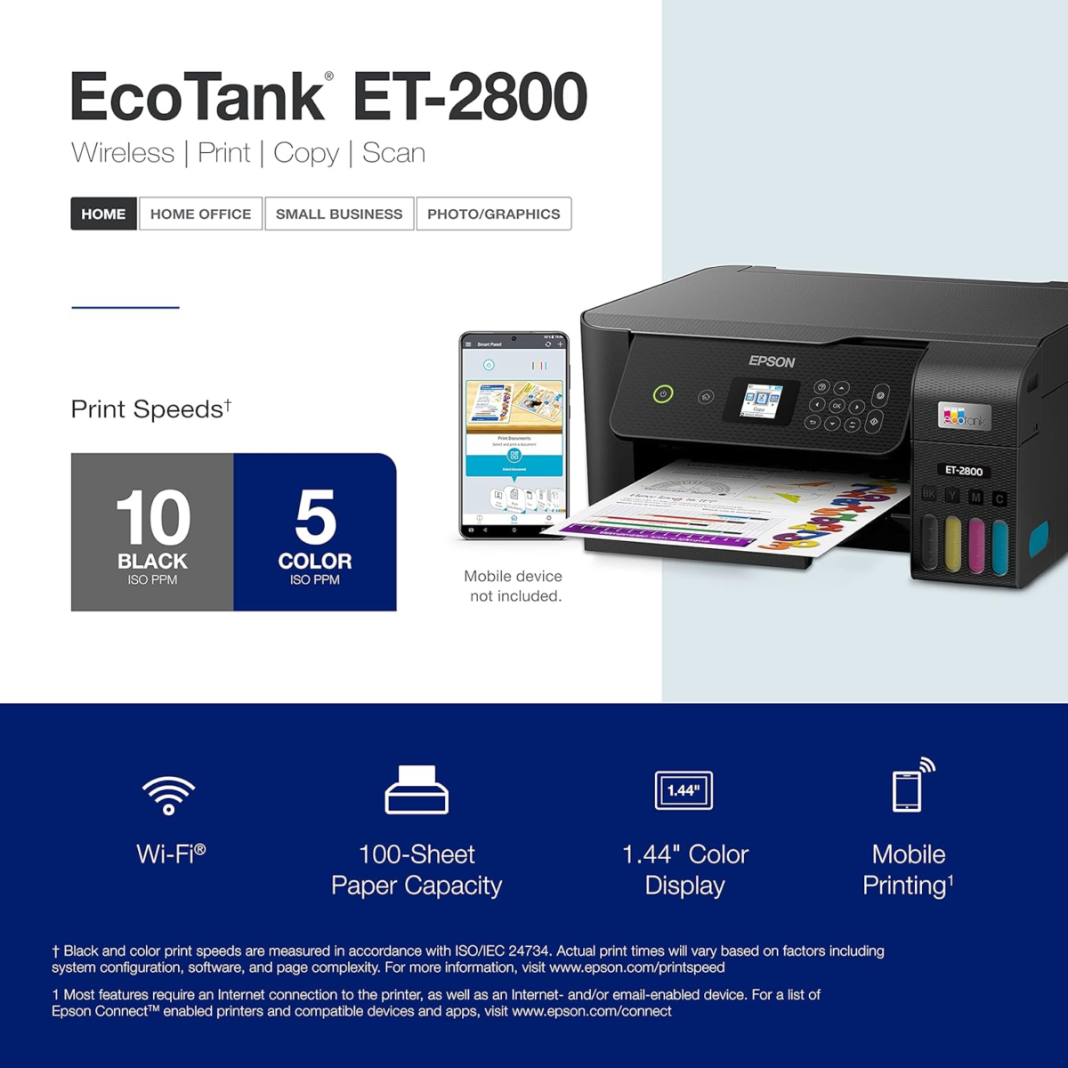 Ecotank ET-2800 Wireless Color All-In-One Cartridge-Free Supertank Printer with Scan and Copy Â€“ the Ideal Basic Home Printer - Black, Medium - Image 4