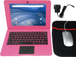10.1" Inch Kids Netbook Laptop, Powered by Android 12 Operating System, 2Gb Ram, 64Gb Storage,2* USB, Camera, Wifi + Free Accessories Included. - Pink