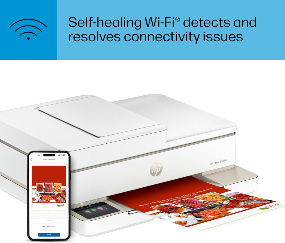 Envy 6555E Wireless All-In-One Color Inkjet Printer, Print, Scan, Copy, Duplex Printing Best-For-Home, 3 Months of Ink Included (714N5A) - Image 16