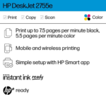Deskjet 2755E Wireless Color Inkjet-Printer, Print, Scan, Copy, Easy Setup, Mobile Printing, Best-For Home, 3 Months of Instant Ink Included,White - Image 2