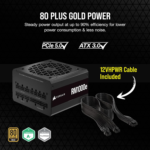 Rm1000E (2023) Fully Modular Low-Noise Power Supply - ATX 3.0 & Pcie 5.0 Compliant - 105°C-Rated Capacitors - 80 plus Gold Efficiency - Modern Standby Support - Black - Image 3